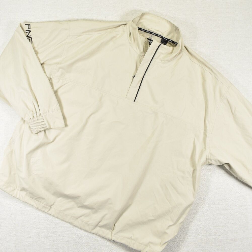 PING Collection 1/4 Zip Golf Pullover Windbreaker Jacket Mens XL Beige Tan